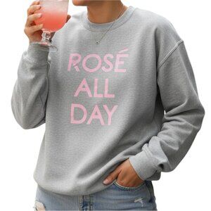 H By J & K Rosé All Day Grey Crewneck Sleeve Sweater Size S/M